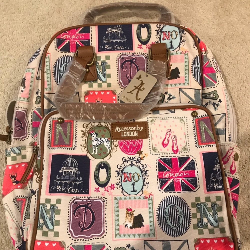 New England and dog themed backpack and iPad case